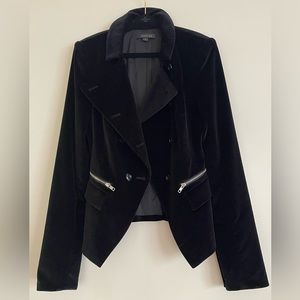 RACHEL ZOE Wmns Black Velvet Blazer - Size 2